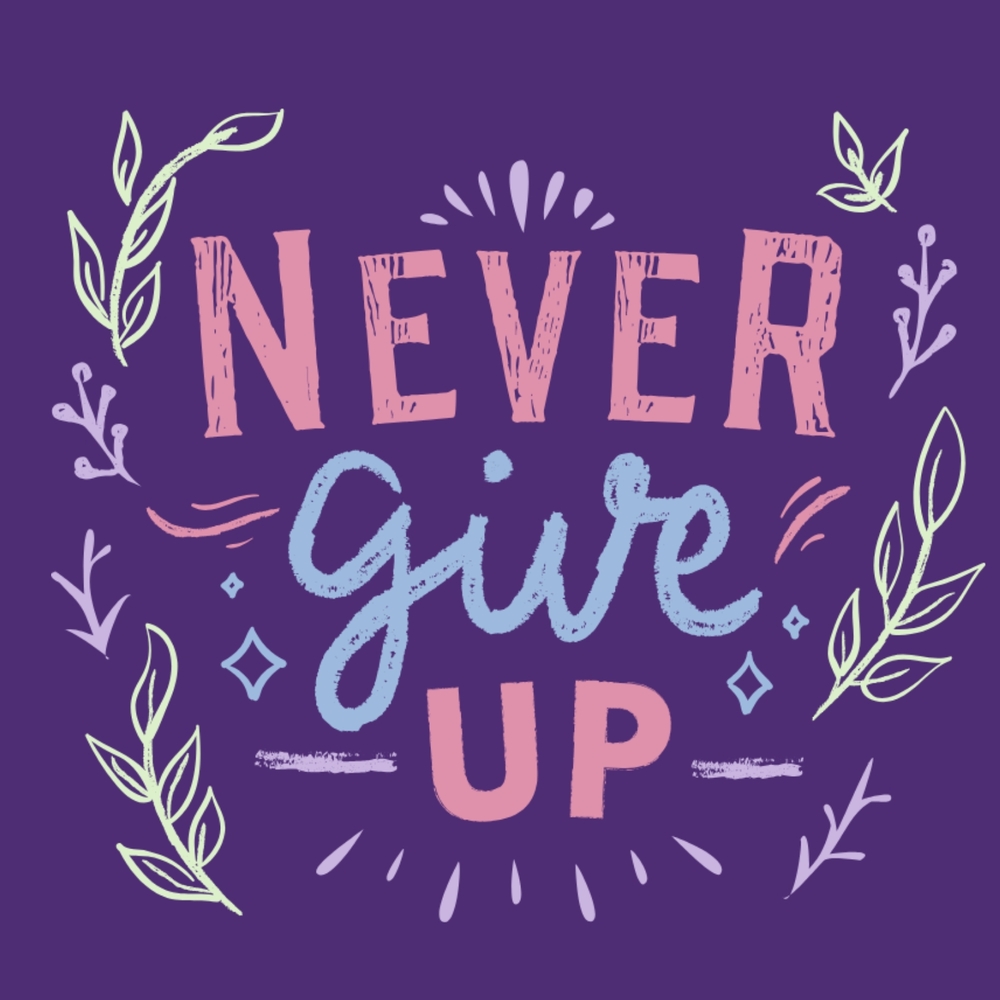 "Never Give Up." Motivational Lined Notebook: 110 Pages.